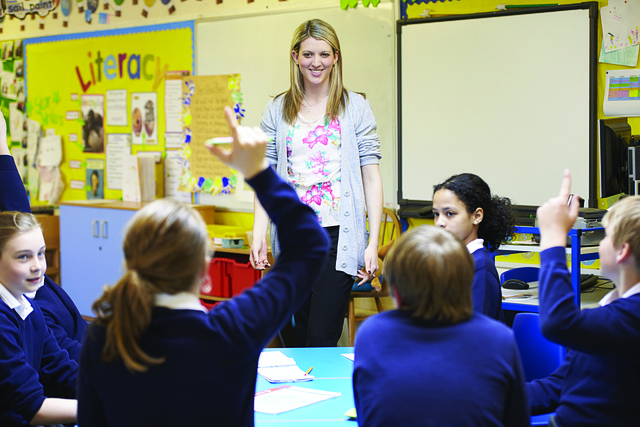 lezione, bambini, insegnante